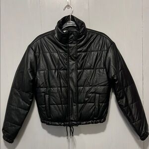 Black Puffer Jacket With Silver Accents Size Small